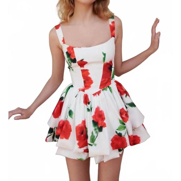 NEW GIGI estee floral mini dress in red